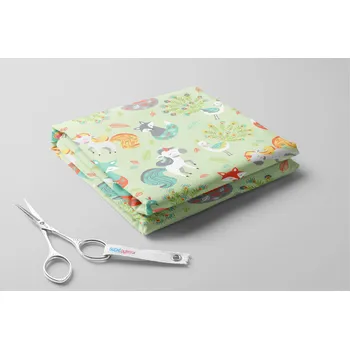 Softshell s beránkem, Lišky, jednorožci a pávi Barva: Zelená