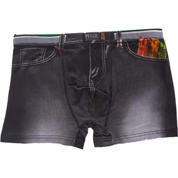 Boxerky Pesail Bambusové boxerky s imitací riflí G55444 Barva: černá, Velikost: M