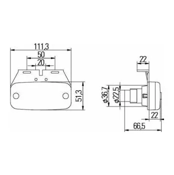 Přídavný světlomet Poziční světlo oranžové LED 24V s držákem 5554