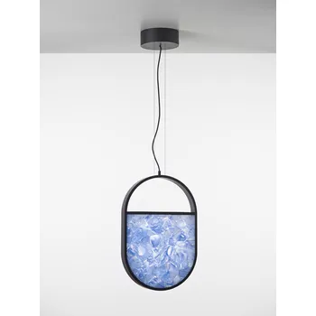 Brokis Designové závěsné svítidlo Geometric Oval 2/3 Bottom PC1150 Barva spodní části skla: světle modrá - triplex opál BROKISGLASS (CGGB2795), Povrchová úprava skla: matný povrch (lícová strana) (CGSU2737)