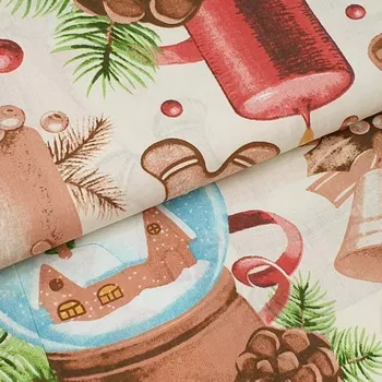 Vánoční dekorace Plátno P0890, vánoční perníček se zvonečky, š.160