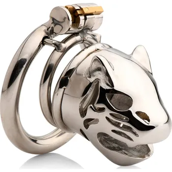 Pás cudnosti Master Series Caged Cougar Locking Chastity Cage Silver