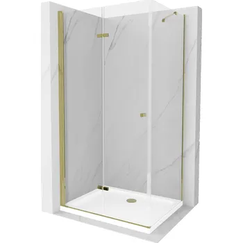 Mexen Lima skládací sprchový kout 90 x 100 cm, transparentní, zlatý + vanička Flat - 856-090-100-50-00-4010 Sprchové kouty s vaničkou