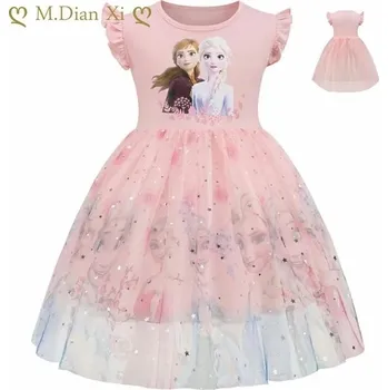 Dívčí šaty Frozen (Ledové království) Dětské šaty s kanýrkovými rukávky na motivy oblíbené pohádky " Ledové království" Barva: C13-Růžová, Velikost: 6 let