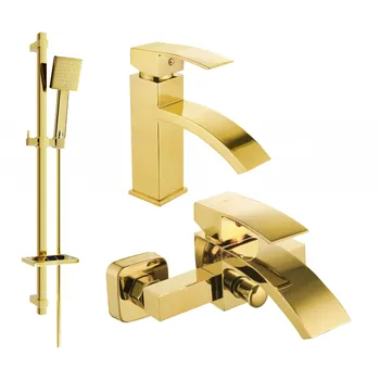 Vodovodní baterie Mexen Libra DQ45 sada vanová, zlatá - 745103DQ45-50 Bateriové soupravy