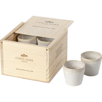 Dřevěný box s 8 bílými šálky na espresso COSTA NOVA GRESPRESSO 0,1 l