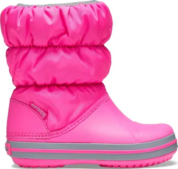 Dívčí sněhule Crocs Kids’ Winter Puff Boot Electric Pink/Light Grey