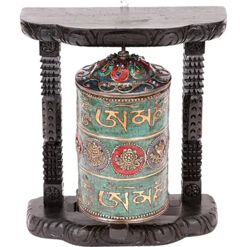 Modlitební mlýnek nástěnný, tyrkysový - 41 cm