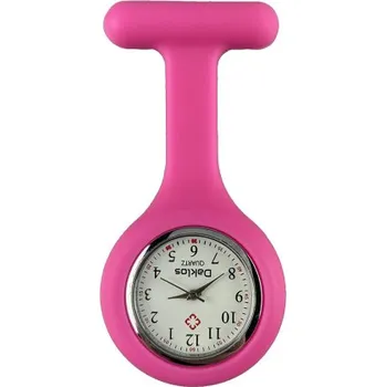 Hodinky Silikonové připínací kapesní hodinky nejen pro zdravotní sestru - Růžově červená