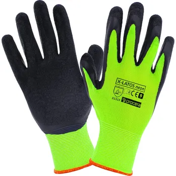 Pracovní oblečení Procera PRACOVNÍ RUKAVICE POTAŽENÉ LATEXEM X-LATOS NEON Velikost: 8