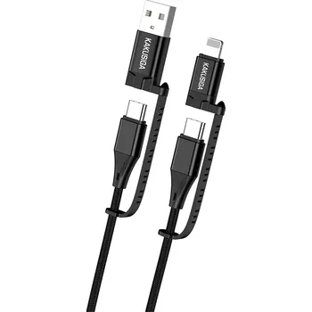 Kabel KAKU KSC-654 Tuojie 4 v 1 - USB + Type C na Type C + Lightning - 1,2 metru černý