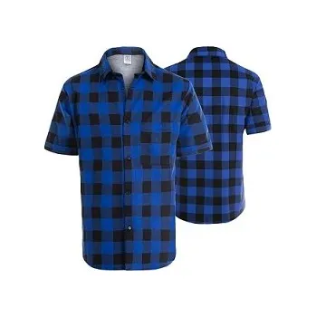 Pánská košile Procera FLANELOVÁ KOŠILE S KRÁTKÝM RUKÁVEM, MODRÁ Velikost: XXL