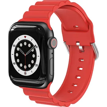 Řemínek na hodinky Řemínek pro Apple Watch Ultra 49mm / 45mm / 44mm / 42mm - 3D pruhy - silikonový - červený