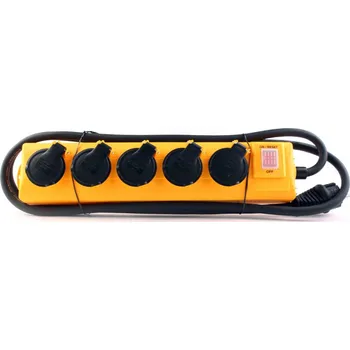 Prodlužovací kabel Brennenstuhl Prodlužovací kabel, 5 zásuvek s vypínačem, žluto-černý 2m 2m