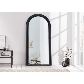 Zrcadlo Art deco designové zrcadlo Swan obloukového tvaru s černým kaskádovým rámem 160cm