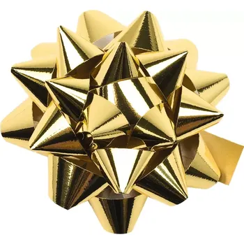 Stuha Rozeta dárková GIFT BOW zlatá střední 8cm (Rozeta dárková, lesklá zlatá, střední 8cm, samolepící)