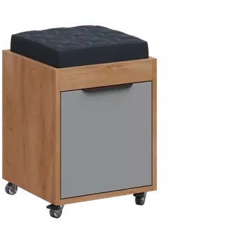 Zásuvkový kontejner AERO 51 kontejner pojízdný s černým polštářkem, 1-zásuvkový, zámek, chinchilla šedá/dub klasik