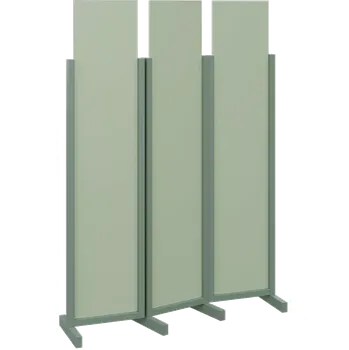 Paraván ATMOSFERE LINE 119, dřevěný 3-dílný paraván, mobilní, výška 1900 mm, rám industrial green, výplň pistáciově zelená