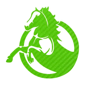 Samolepící dekorace Kůň 105 levá ve skoku (58 - 3D karbon zelený kawasaki) SAMOLEPKA NA AUTO, NÁLEPKA, FÓLIE, POLEP, TUNING, VLASTNÍ TEXT, TISK, AUTOSAMOLEPKY.cz, POLEPY, OBRÁZEK, LOGO, 3D STICKERS