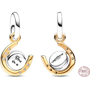 Přívěsek Charm Sterlingové stříbro 925 Podkova - otočný disk, přívěsek na náramek štěstí