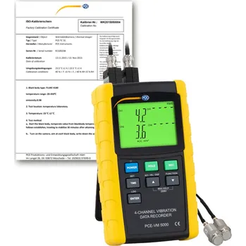 Přístroj k měření vibrací PCE-VM 5000, měří vibrace 10 Hz - 1 kHz, 4 senzory, certifikát ISO