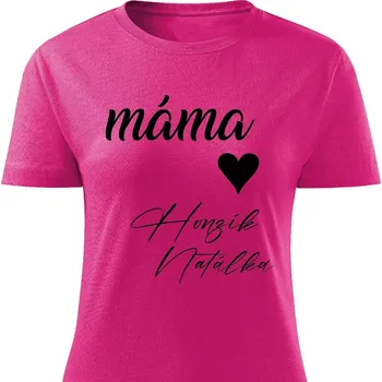 Dámské tričko Máma se jmény dětí Barva: Růžová, Velikost: XL