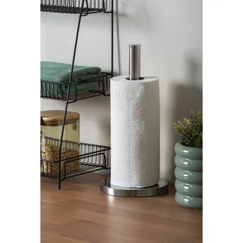 Utěrka Stojan na papírové utěrky, toalenií papír Kitchen Roll Holder Clean, nerez Present Time (Barva-nerez)