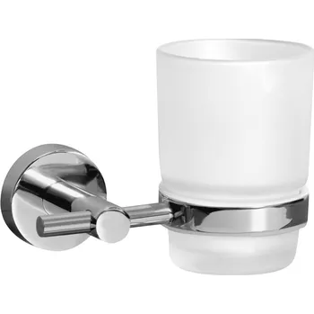 Držák na kartáček BISK Erga FOR YOU, nástěnná sklenice na zubní kartáčky, chromová, ERG-01174