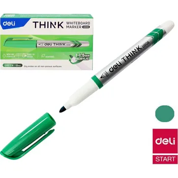 Popisovač Deli Think stíratelný, zelený (2709) EU00650