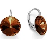 Náušnice hnědé Rivoli se Swarovski Elements Sweet Candy K112212ST Smoked Topaz 12 mm