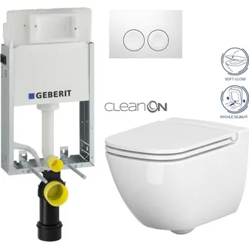 WC sada GEBERIT KOMBIFIXBasic vč. bílého tlačítka DELTA 21 + WC CERSANIT CLEANON CASPIA + SEDÁTKO 110.100.00.1 21BI CP1