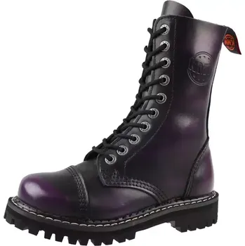 Moto obuv boty kožené KMM 8 dírkové černé/fialová Velikost: 43