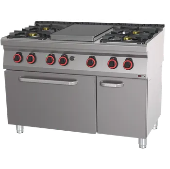 Sporák Sporák tálový plynový se statickou elektrickou troubou GN 2/1 - 5x hořák | REDFOX - STPT 70/120 21 GE