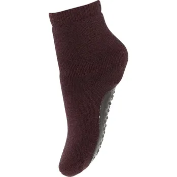 mpDenmark dětské teplé merino ponožky s protiskluzem Vínová 25-28 (12-14 cm)