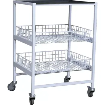 Servírovací stolek HOSPITAL 22 vozík 2-koše, bílý/nerez