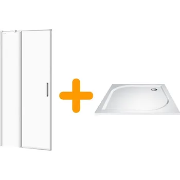 Sprchové dveře CERSANIT/S - SPRCHOVÉ DVEŘE 90, LEVÉ TRANSPARENT SKLO + VANIČKA S162-005-SET1