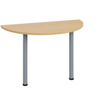 Stolová podnož LJC 2 - 120 přístavba jednací, kovová podnož stříbrná, síla desky 25 mm, široká 1200 mm, javor horský