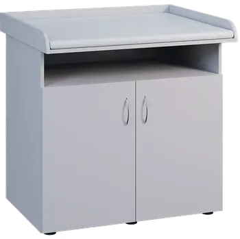přebalovací pult a komoda PP - 106 pult přebalovací s matrací, 2-dveřový, nika, 1000x1000x800, šedá, koženka bílá BA-1