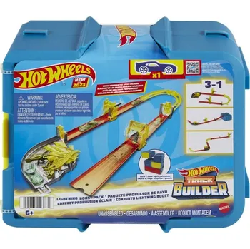 autíčko Hot Wheels TRACK BUILDER DRÁHA V BOXÍKU ASST, Sety Hot Wheels® Track Builder Dráha v boxíku poskytuje vše potřebné pro stavbu velkolepých drah v praktickém úložném boxu. Každý set obsahuje klíčové součásti dráhy, jako jsou například nakopávače, otáčející