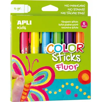 Vodová barva Apli Color Sticks temperové barvy suché neonové 6 x 6 g, sada