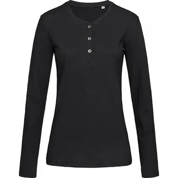 Dámské tričko Stedman Sharon Henley dlouhý rukáv Barva: Černá, Velikost: S S9580