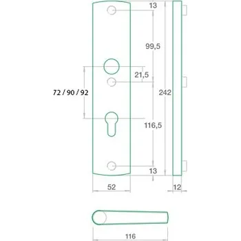Příslušenství k oknu DAB Trade AXA DIVA klika-madlo, pravá, PZ 72, šroub 6 cm, F1 stříbrná