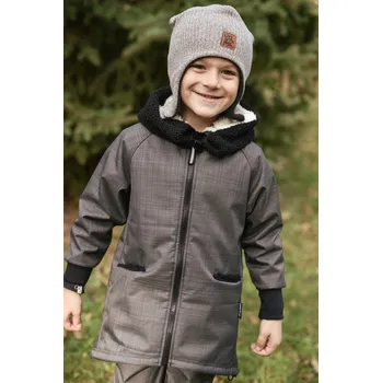 Kojenecká bunda tmavě šedý softshellový kabátek s hebkým chloupkem