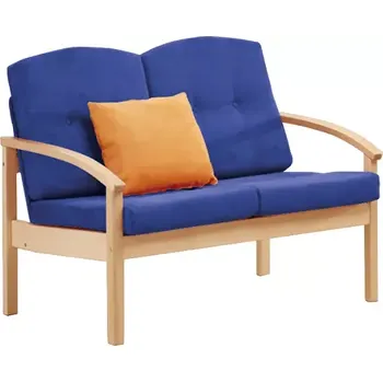 Sedací souprava RO - 02 dvojkřeslo čalouněné koženkou Holy, dřevěné HOLY N 1 - koženka modrá