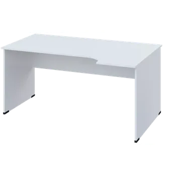Psací stůl ERL 18 - 164 stůl kancelářský, rohový, pravý, dřevěná podnož, deska 18 mm, široký 1600 mm, bílá