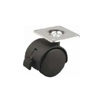 Nábytkové kování StrongCastors kolečko 30mm plotnička brzda černá (StrongCastors kolečko 30mm plotnička brzda černá)