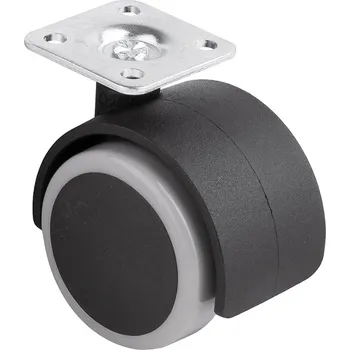 Nábytkové kování StrongCastors kolečko s měkčeným běhounem průměr 50mm s plotničkou šedá (StrongCastors kolečko s měkčeným běhounem průměr 50mm s plotničkou šedá)