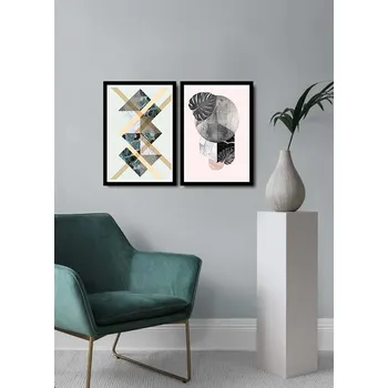 Obraz ASIR Obraz na MDF s rámem 2ks MODERNÍ KOLÁŽ 36 x 51 cm