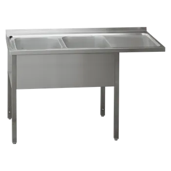 Sporák Stůl mycí 210x70x90 - 2x dřez 60x50x30 odkapávací plocha pravá | REDFOX - MSDOP/M 7021