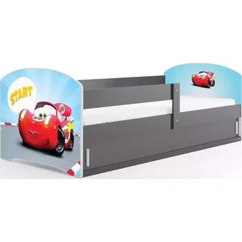 Postel BMS GROUP Dětská postel Luki 1 80x160 - 1 osoba s matrací - Grafit, Cars